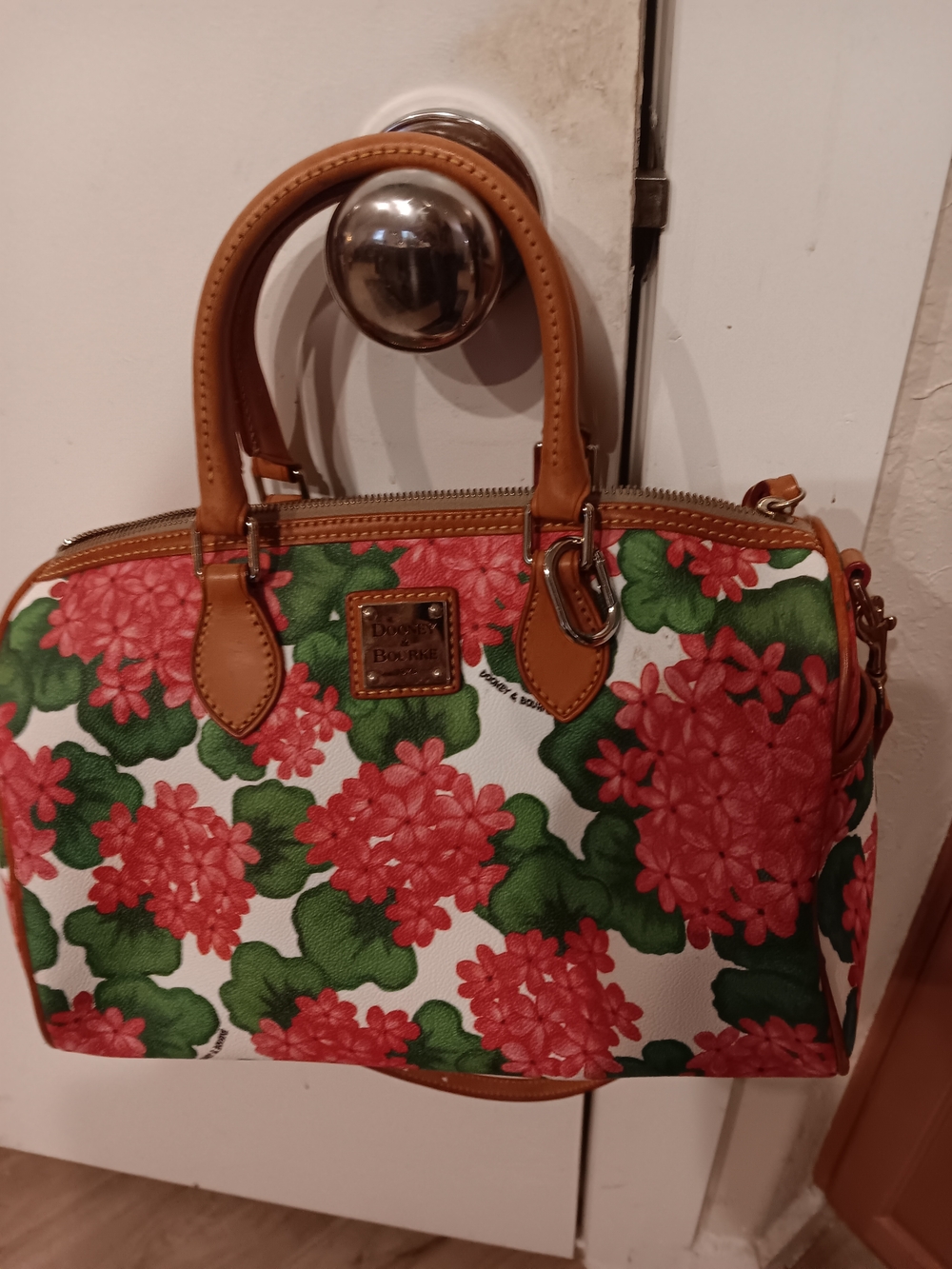 Dooney & Bourke Hydrangea Canvas Satchel Crossbody w/ Coin Purse